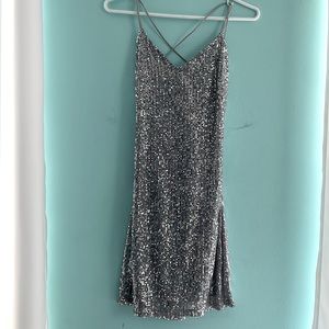 Grey sparkle mini dress